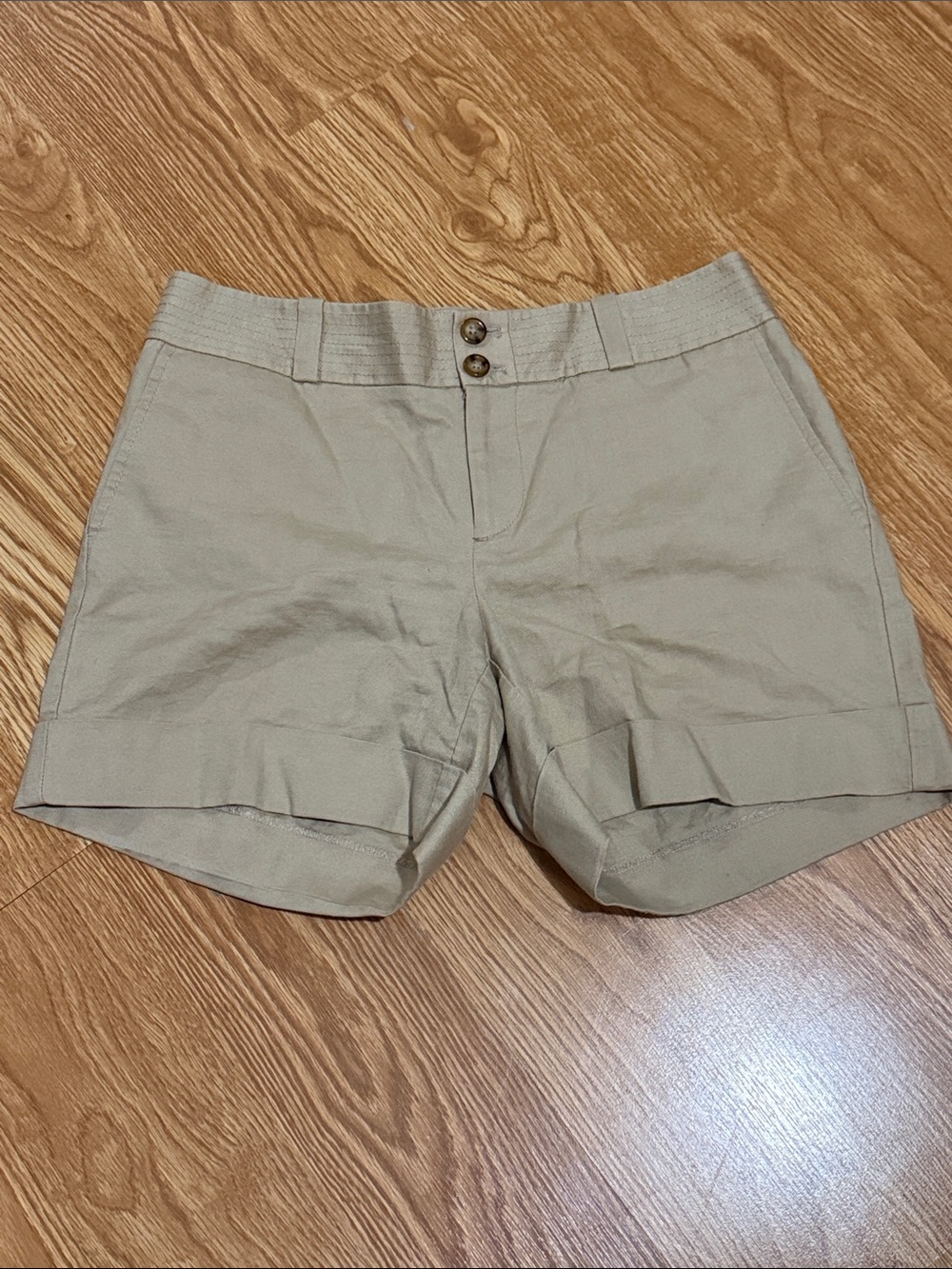 Banana Republic Linen Tan Fold-Cuff Bermuda Shorts